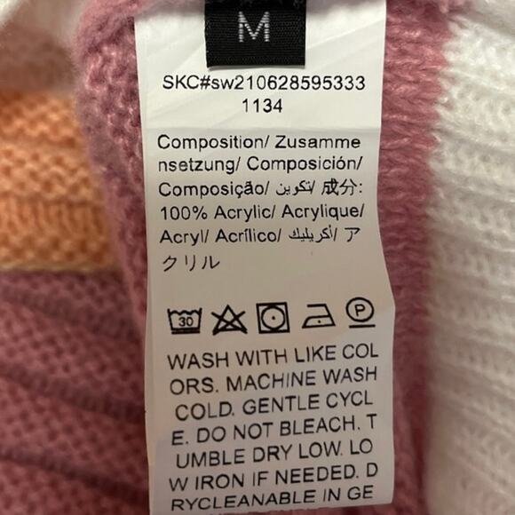 Womens Rainbow Striped Color Block Button Long Sleeve Cardigan Sweater Top Sz M - Picture 3 of 3